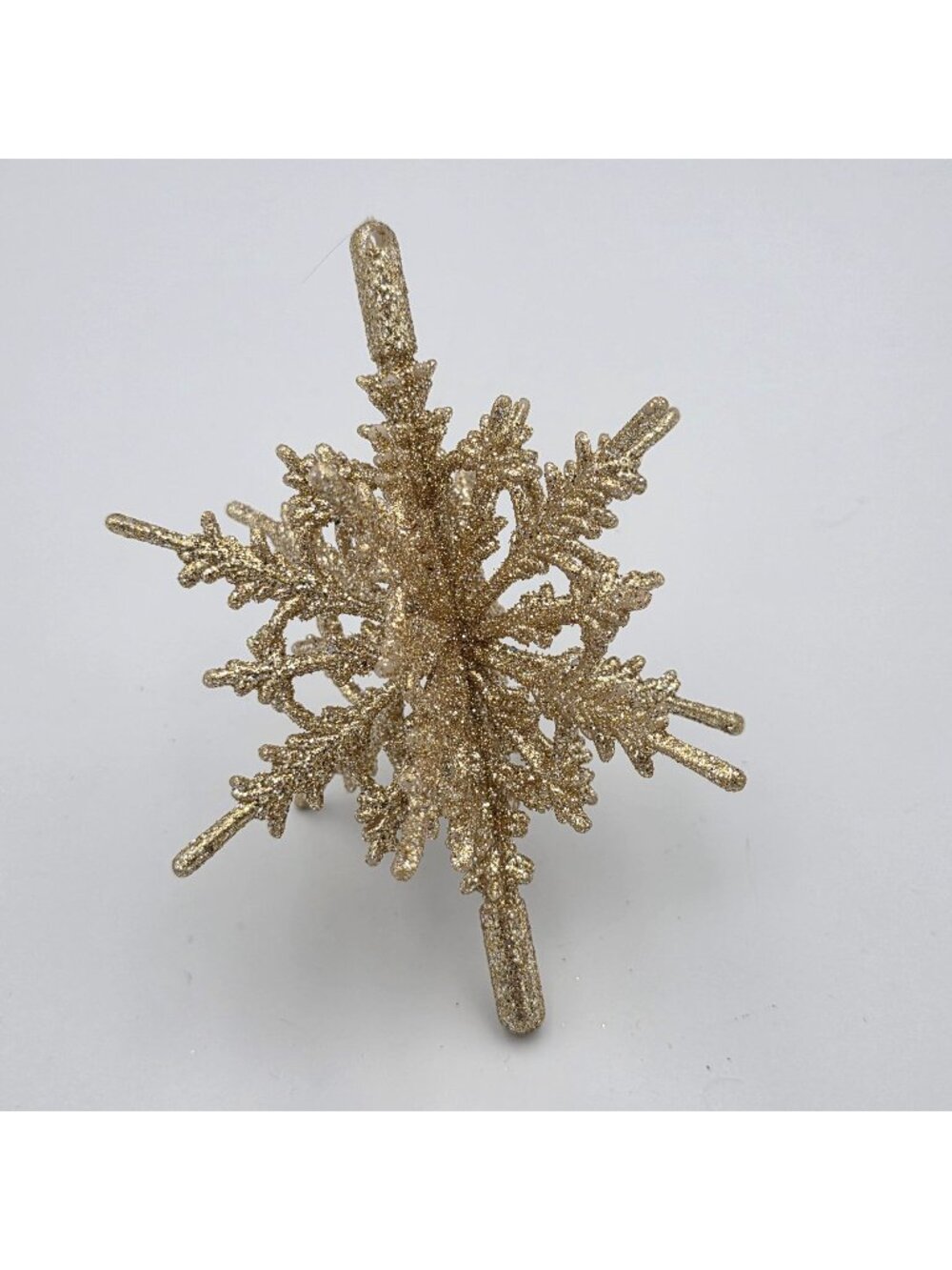 Gold Glitter 3D Snowflake Christmas Ornament Decoration 4"